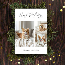 Simple Funny Dog Photo Christmas Happy Pawlidays Julkort