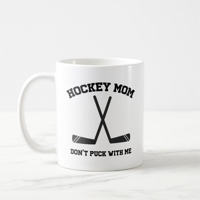 Simple Funny Hockey Mamma Puck inte med mig Kaffemugg (Vänster)