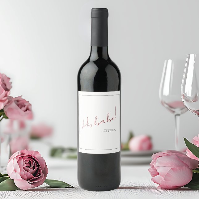 Simple Galentine's Day Minimalist Chic Script Vinflaska Etikett (Simple Galentine's Day Minimalist Chic Script Wine Label)