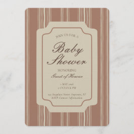 Simple Gender Neutral Geometric Stripe Brown Beige Inbjudningar