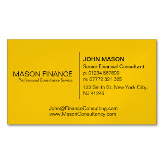 Simple Generic Yellow Business Card Magnetiska Visitkort