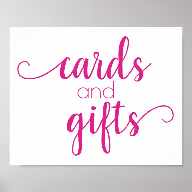 Simple Gift Bord | Shock rosa Valfri Party-händels Poster (Framsidan)