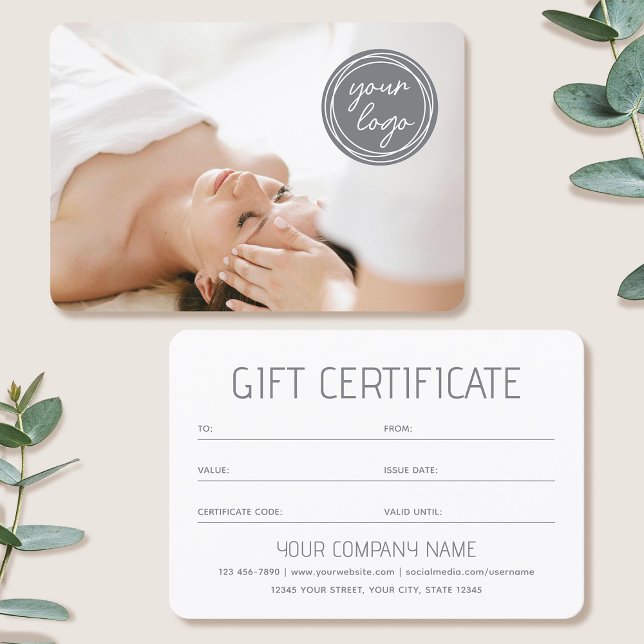 Simple Gift Certificate Custom Photo Logo Card (Skapare uppladdad)