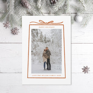 Simple Gift Ribbon och Bow Julfoto Julkort
