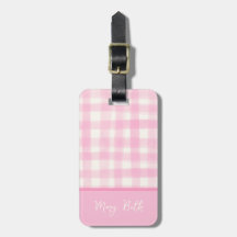 Simple Girly Rosa Hand-Drawn Watercolor Gingham