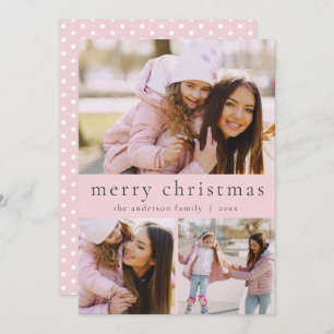 Simple Girly Rosa Multi Photo God jul Julkort