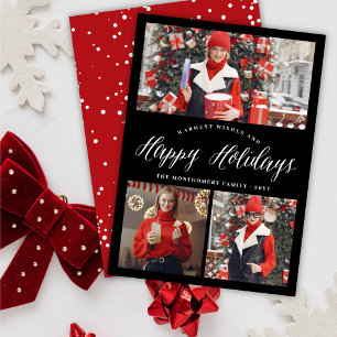 Simple Glad helg Script Photo Collage Card Julkort