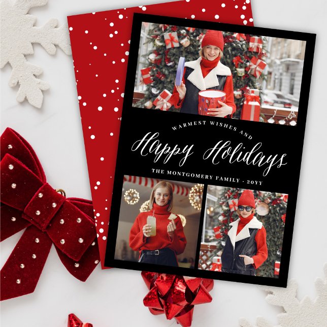 Simple Glad helg Script Photo Collage Card Julkort (Skapare uppladdad)