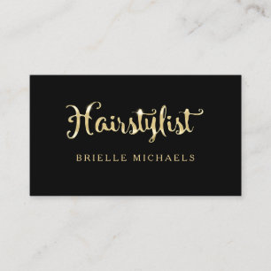 Simple Glamor FAUX Black och Guld Hairstylist Visitkort
