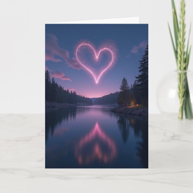 Simple Glowing Heart Reflection Card Kort (Framsida)