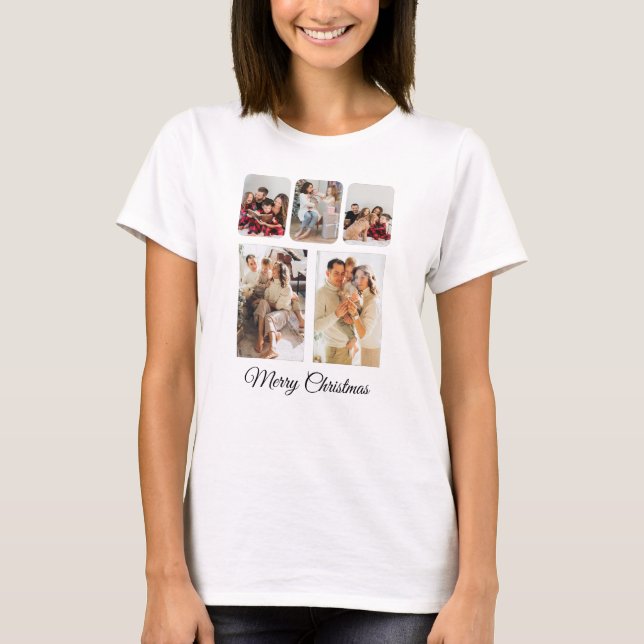 Simple God jul Photo Collage T Shirt (Framsida)