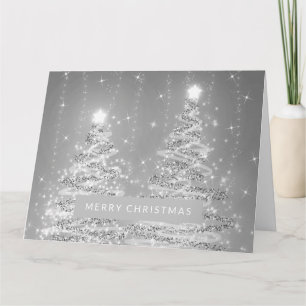 Simple God jul Sparkling Träd Silver Kort