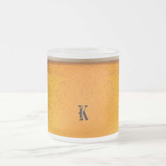 Simple Gold Beer Monogram Christmas party Frostad Glasmugg (Center)