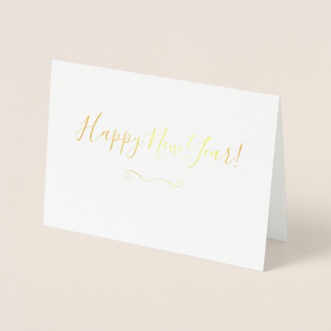 Simple Gold Foil Happy New Year Cards Folierat Kort (Framsida)