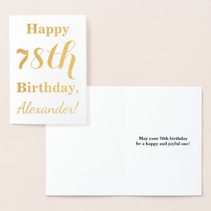 Simple Gold Foil "LYCKLIG 78:e BIRTHDAY" + Namn Folierat Kort