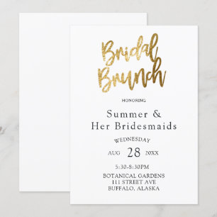 Simple Gold Foil Struktur Bridesmaids Luncheon Inbjudningar