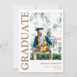 Simple Gold Script Custom Photo Graduation Meddelande