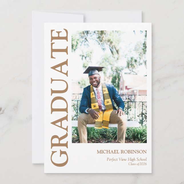 Simple Gold Script Custom Photo Graduation Meddelande (Framsida)