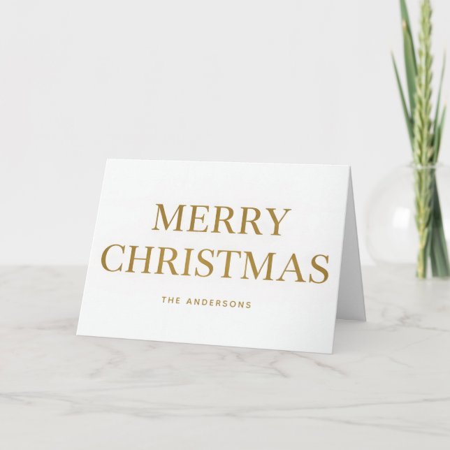 Simple Gold Script Merry Christmas Helgkort (Framsida)
