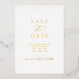 Simple Gold & White Photo Wedding Save the Date