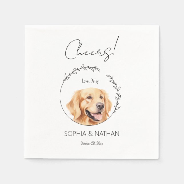 Simple Golden Retriever Hund Bröllop Cocktail Pappersservett (Framsidan)