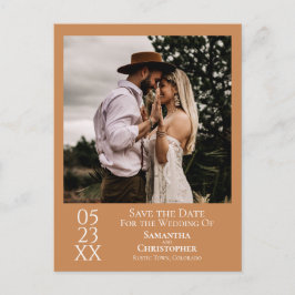 Simple Golden Tan Bröllop spara datum Photo Vykort