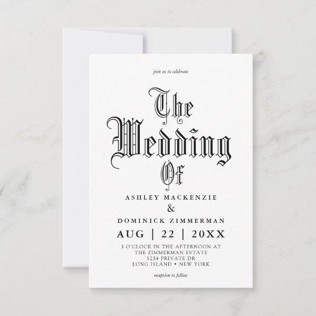 Simple Gothic Vampire Calligraphy Bröllop Inbjudningar (Framsida)