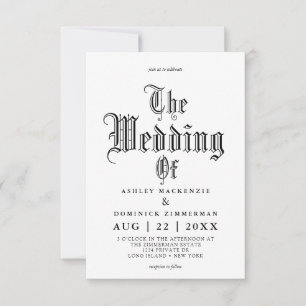 Simple Gothic Vampire Calligraphy Bröllop Inbjudningar