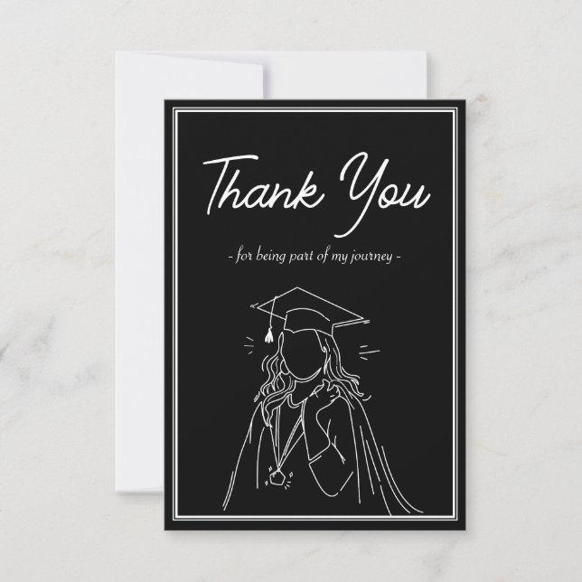 Simple Graduation Announcement Thank You Card Tack Kort (Framsida)