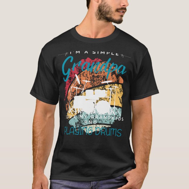 Simple Grandpas Drumming Kärlek - Roligt Tee for G (Framsida)