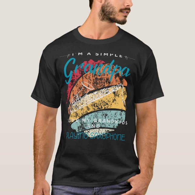Simple Grandpas Saxophone Sergranat - Whimsical Te T Shirt (Framsida)