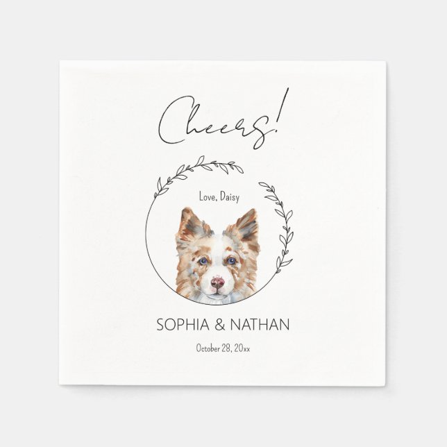 Simple Gräns Collie Hund Cocktail Napkins Pappersservett (Framsidan)