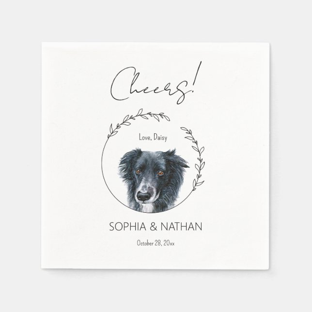 Simple Gräns Collie Hund Cocktail Napkins Pappersservett (Framsidan)