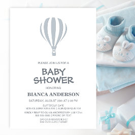 Simple Grått Luftballong Baby Shower Inbjudningar