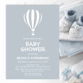 Simple Grått Luftballong Baby Shower Inbjudningar