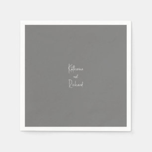 Simple Grått Personligt bröllp Cocktail Napkins Pappersservett