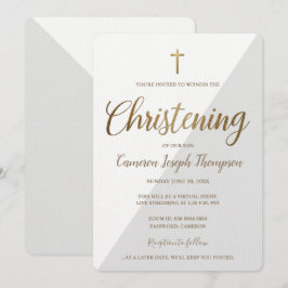 Simple Grått White Guld Kor Virtuell Christening Inbjudningar