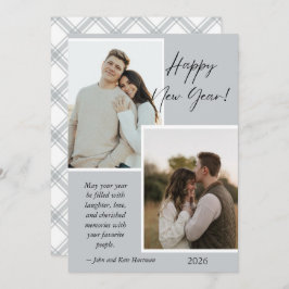 Simple Gray and White New Years Photo Collage Card