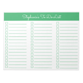 Simple Green 8.5x11 Three Column Checklist Anteckningsblock
