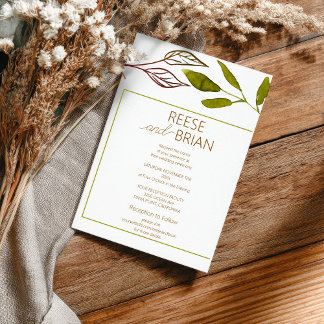 Simple Green and Brown Nature wedding Invitation Inbjudningar