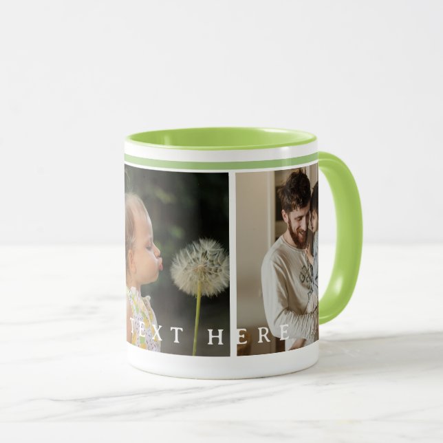 Simple green Custom  Photo Collage Mugg (Framsida höger)