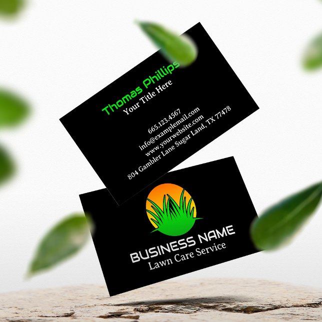 Simple Green Lawn Care Logo Business Card Visitkort (Skapare uppladdad)