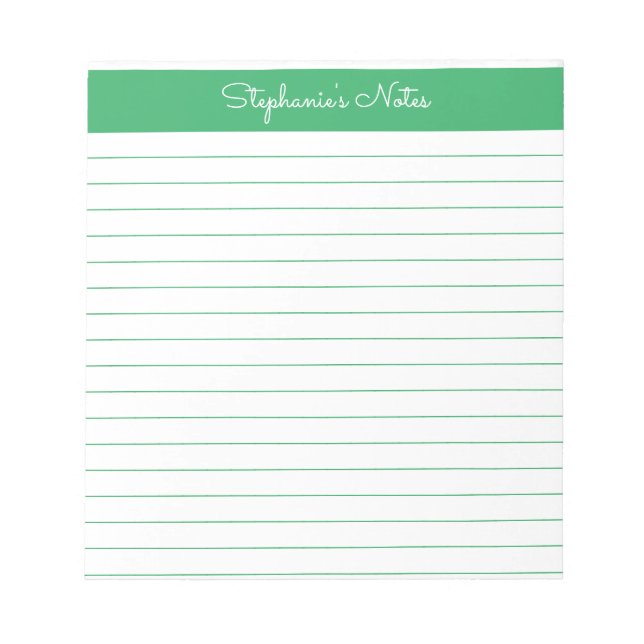 Simple Green Lined Personalized Anteckningsblock (Framsida)