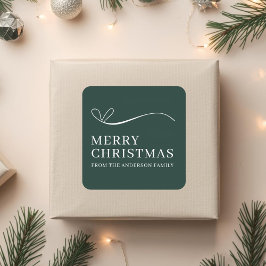 Simple green modern Merry Christmas  Fyrkantigt Klistermärke
