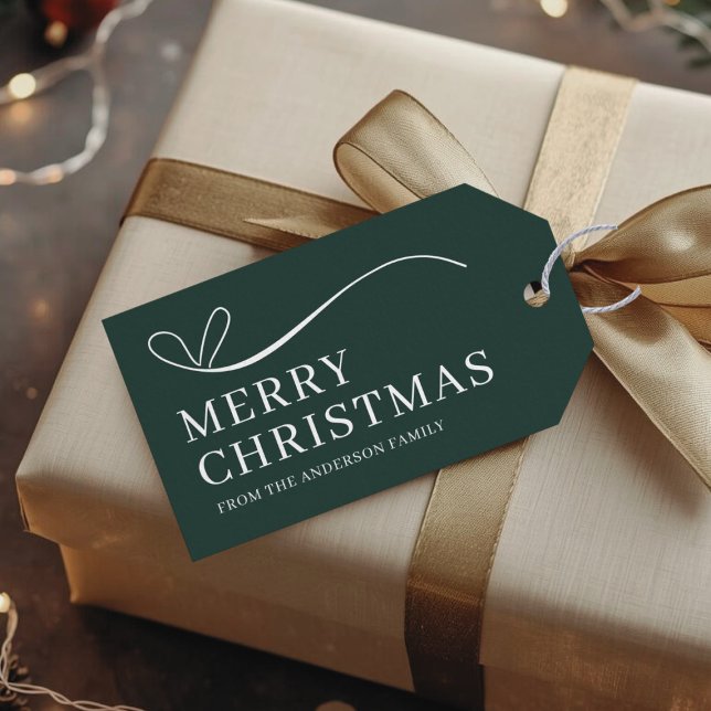 Simple green modern Merry Christmas Presentetikett (Skapare uppladdad)