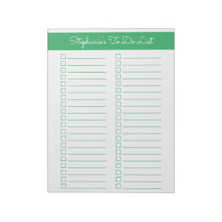 Simple Green Vertical 8.5x11 Two Column Checklist Anteckningsblock