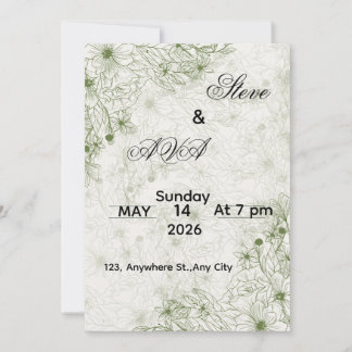 Simple Green Wedding Invitation Inbjudningar