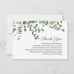 Simple Greenery Bereavement Funeral Tack Kort