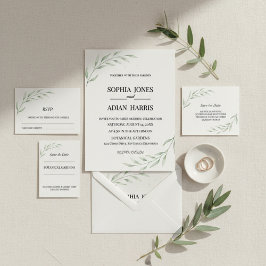 Simple Greenery Botanical Wedding Invitation Inbjudningar