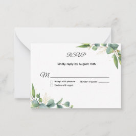 Simple Greenery Eucalyptus Wedding RSVP Card Anteckningskort